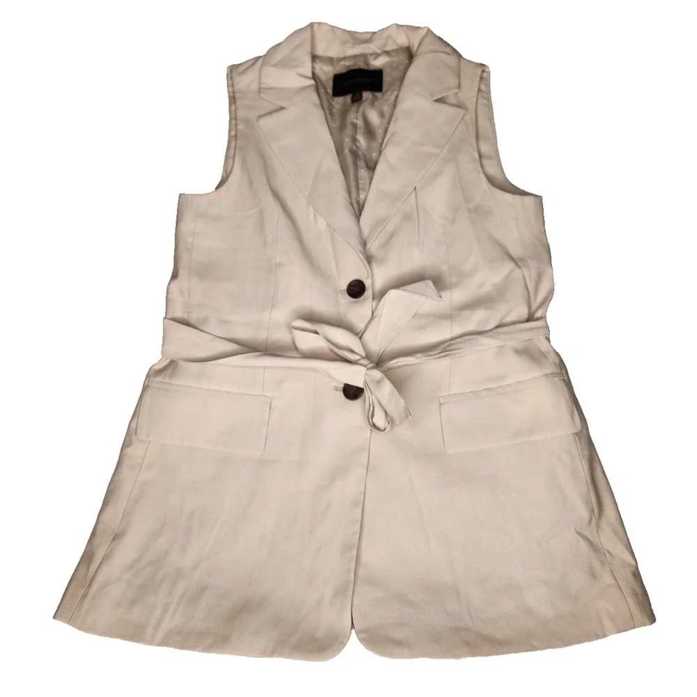 Banana Republic Womens Cream Sleeveless Blazer Vest Waist Size XS‎ Professional